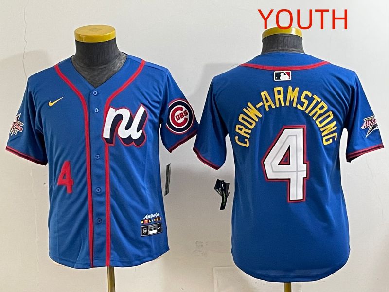 Youth 2025 Chicago Cubs 4 Crow-Armstrong Blue All star Nike MLB Jersey style 5